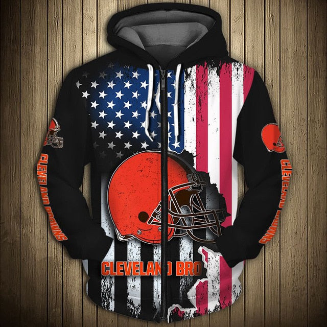 Cleveland Browns American Flag Zipper Hoodie