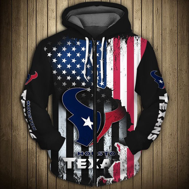 Houston Texans American Flag Zipper Hoodie