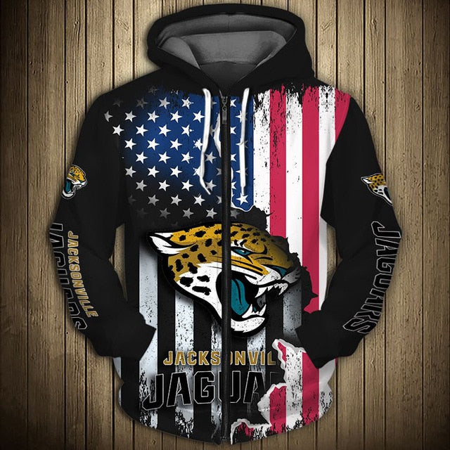 Jacksonville Jaguars American Flag Zipper Hoodie