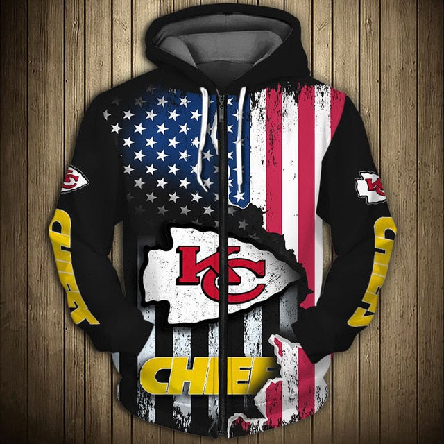 Kansas City Chiefs American Flag Zipper Hoodie