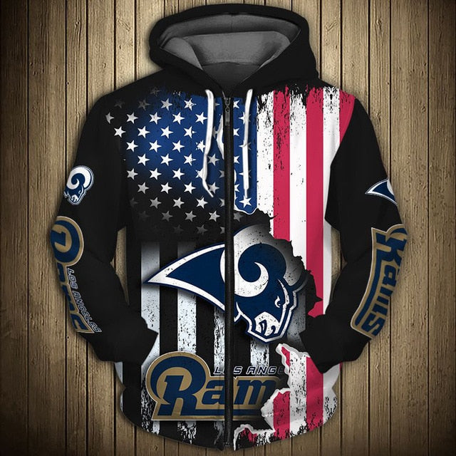 Los Angeles Rams American Flag Zipper Hoodie