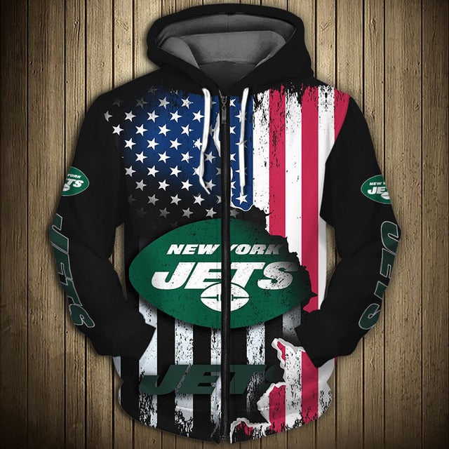 New York Jets American Flag Zipper Hoodie