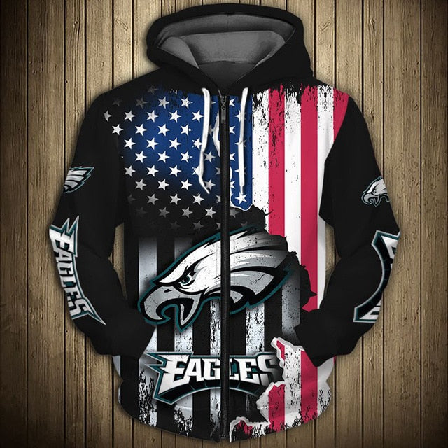 Philadelphia Eagles American Flag Zipper Hoodie