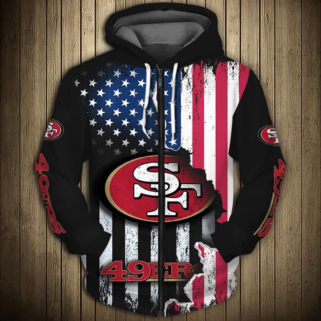San Francisco 49ers American Flag Zipper Hoodie