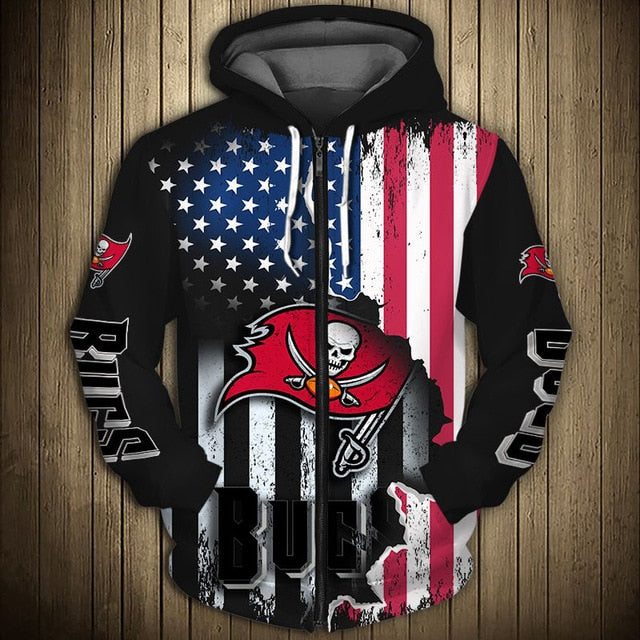 Tampa Bay Buccaneers American Flag Zipper Hoodie