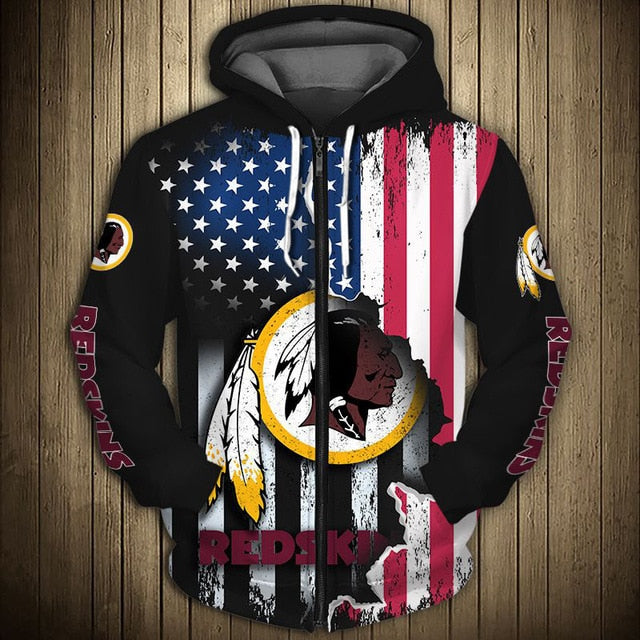 Washington Commanders American Flag Zipper Hoodie