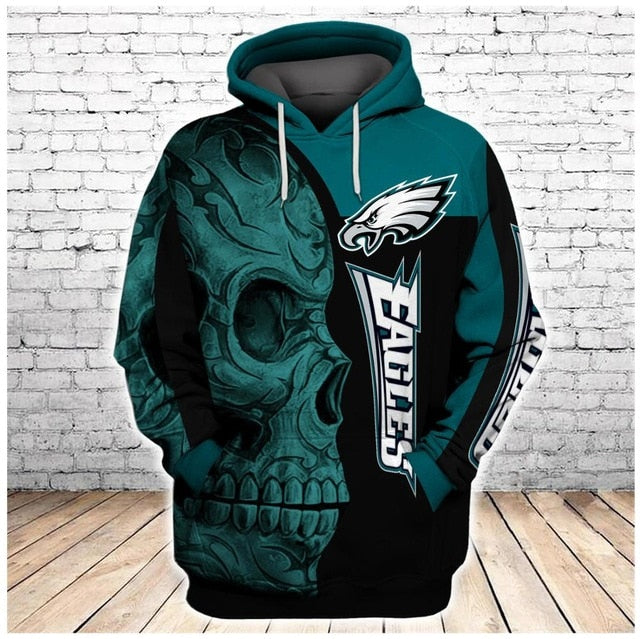 Philadelphia Eagles 3D Skull Hoodie