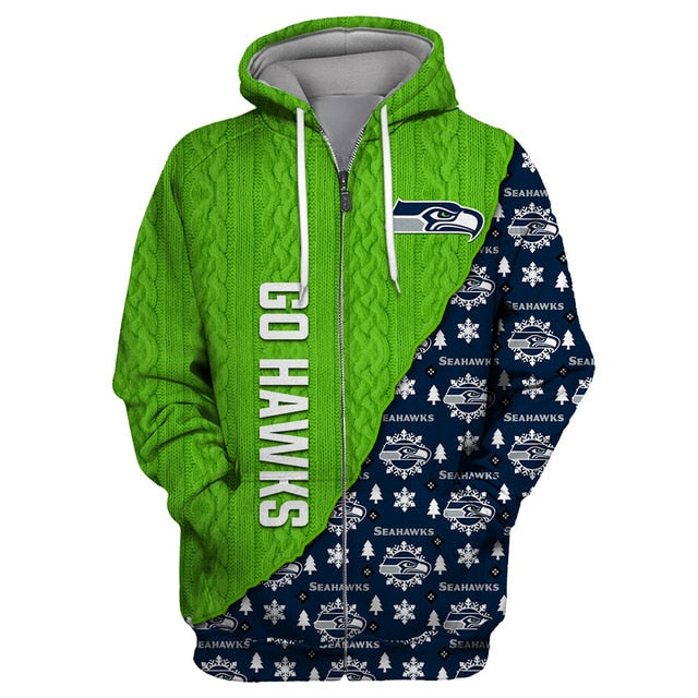 Seattle Seahawks Cool Christmas Zipper Hoodie