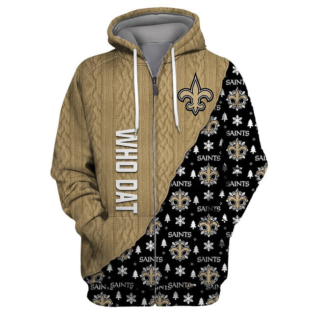 New Orleans Saints Cool Christmas Zipper Hoodie