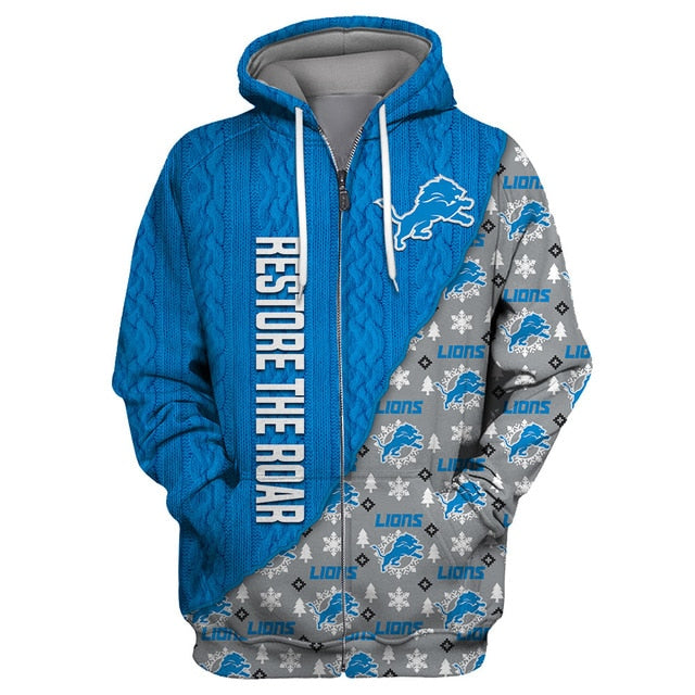 Detroit Lions Cool Christmas Zipper Hoodie