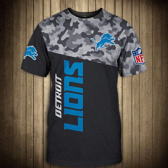 Detroit Lions Camouflage 3D T-Shirts