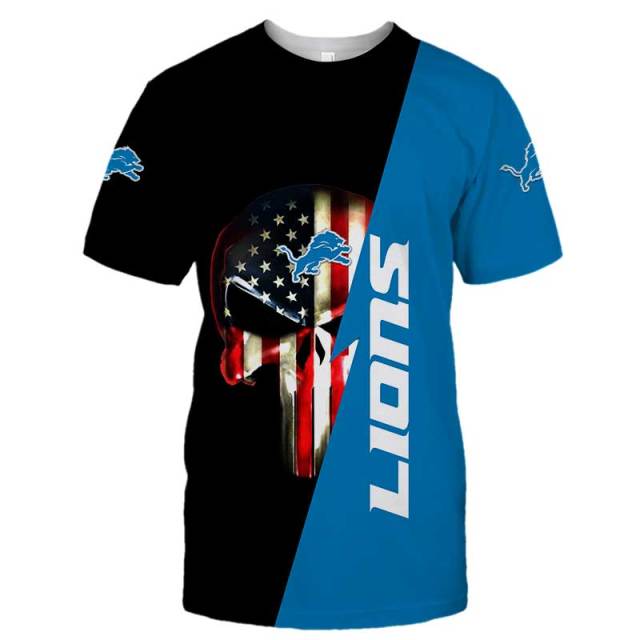 Detroit Lions Skull 3D T-Shirt