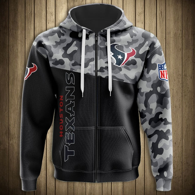 Houston Texans 3D Zipper Hoodie