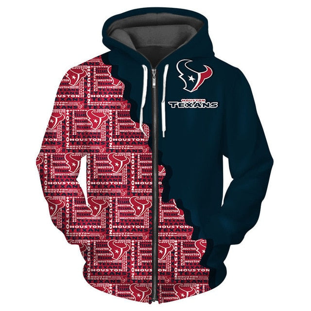 Houston Texans 3D Zipper Hoodie