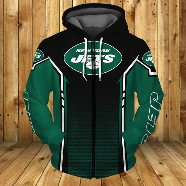 New York Jets Casual Zipper Hoodie