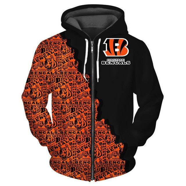 Cincinnati Bengals Cool 3D Zipper Hoodie