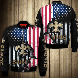 New Orleans Saints American Flag Thick Jacket