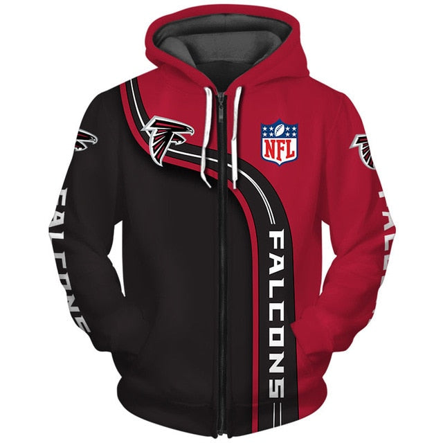 Atlanta Falcons Curved Stripes 3D Zipper Hoodie