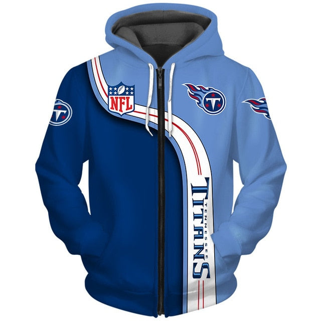 Tennessee Titans Curved Stripes 3D Zipper Hoodie