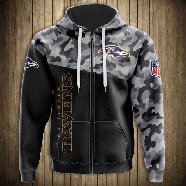 Baltimore Ravens 3D Zipper Hoodie