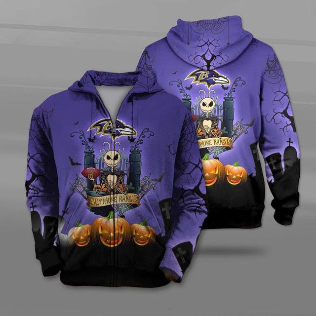 Baltimore Ravens Halloween Zipper Hoodie