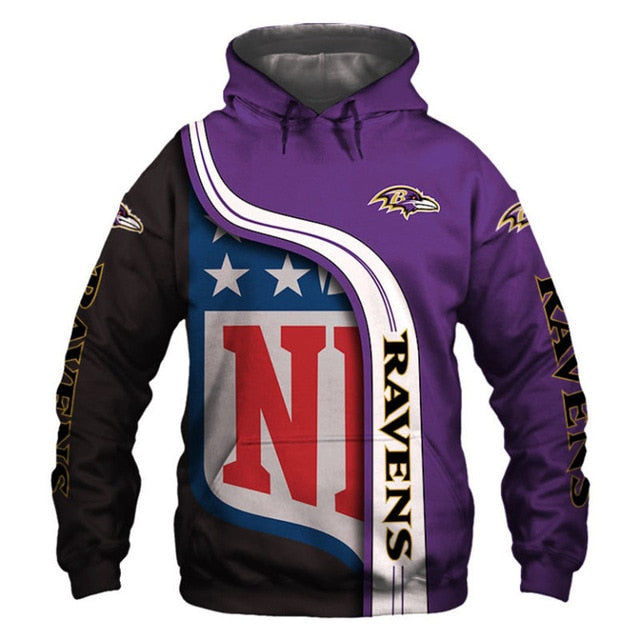 Baltimore Ravens Curved Stripes 3D Hoodie