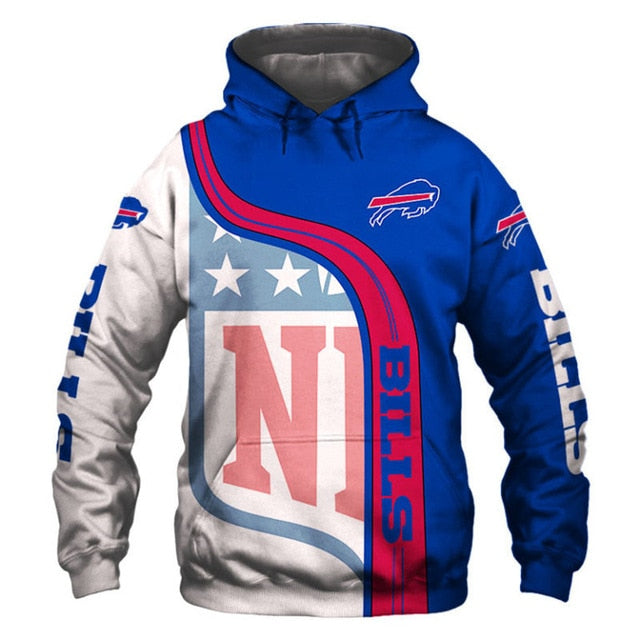 Buffalo Bills Curved Stripes 3D Hoodie