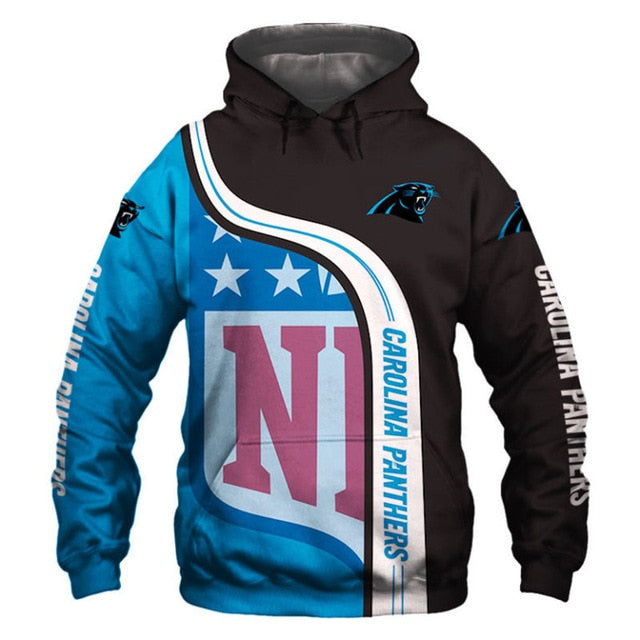 Carolina Panthers Curved Stripes 3D Hoodie