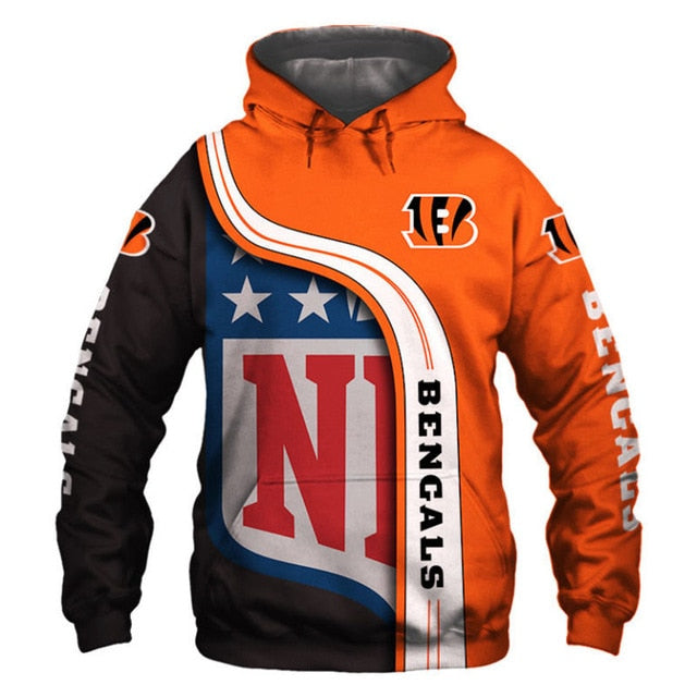 Cincinnati Bengals Curved Stripes 3D Hoodie