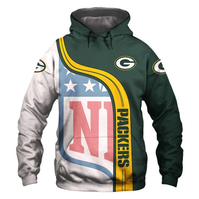 Green Bay Packers Curved Stripes 3D Hoodie