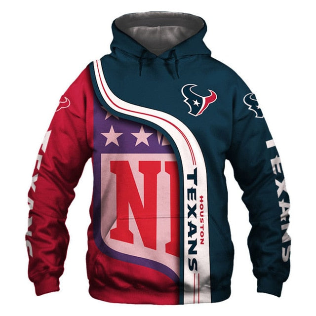 Houston Texans Curved Stripes 3D Hoodie