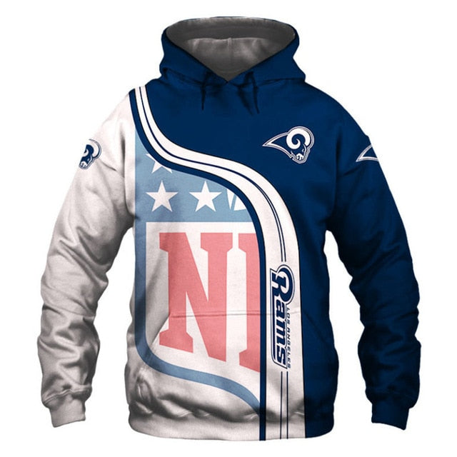 Los Angeles Rams Curved Stripes 3D Hoodie