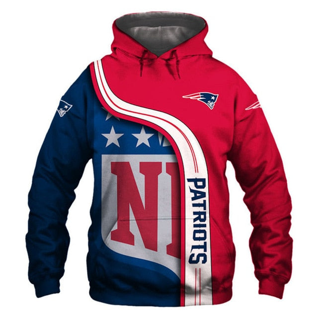 New England Patriots Curved Stripes 3D Hoodie