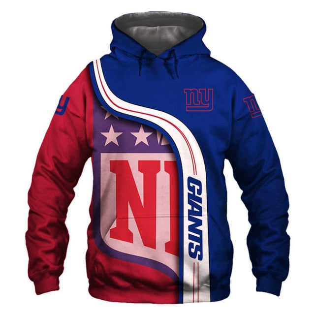 New York Giants Curved Stripes 3D Hoodie