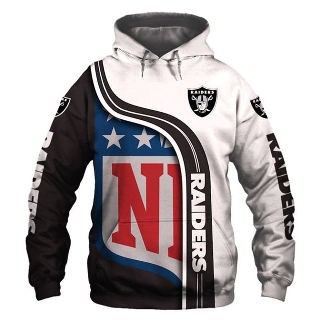 Las Vegas Raiders Curved Stripes 3D Hoodie