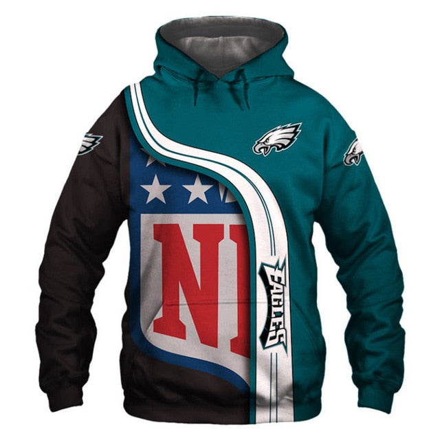 Philadelphia Eagles Curved Stripes 3D Hoodie