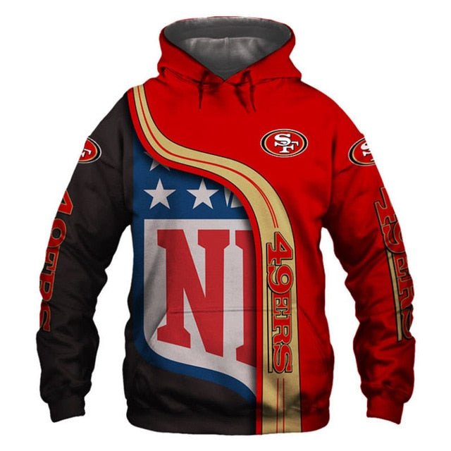 San Francisco 49ers Curved Stripes 3D Hoodie