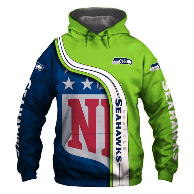 Seattle Seahawks Curved Stripes 3D Hoodie