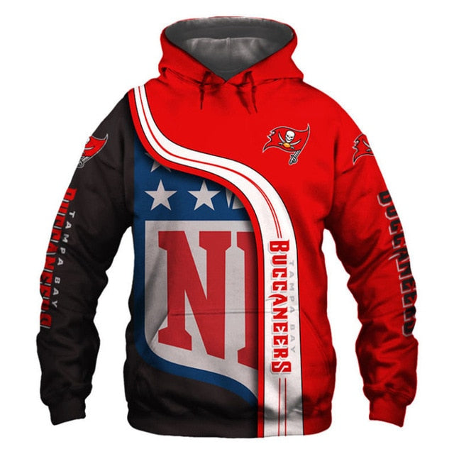 Tampa Bay Buccaneers Curved Stripes 3D Hoodie