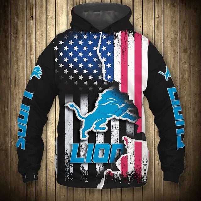 Detroit Lions American Flag Hoodie