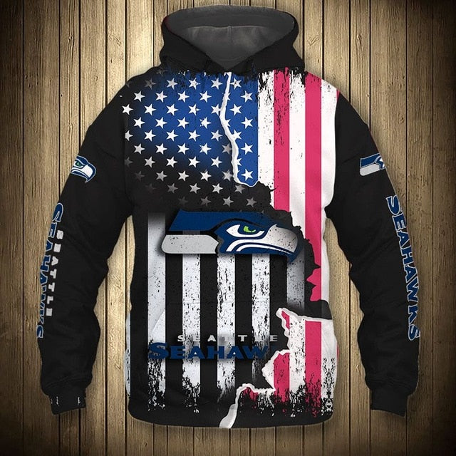 Seattle Seahawks American Flag Hoodie