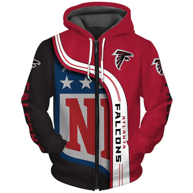 Atlanta Falcons Curved Stripes 3D Zipper Hoodie