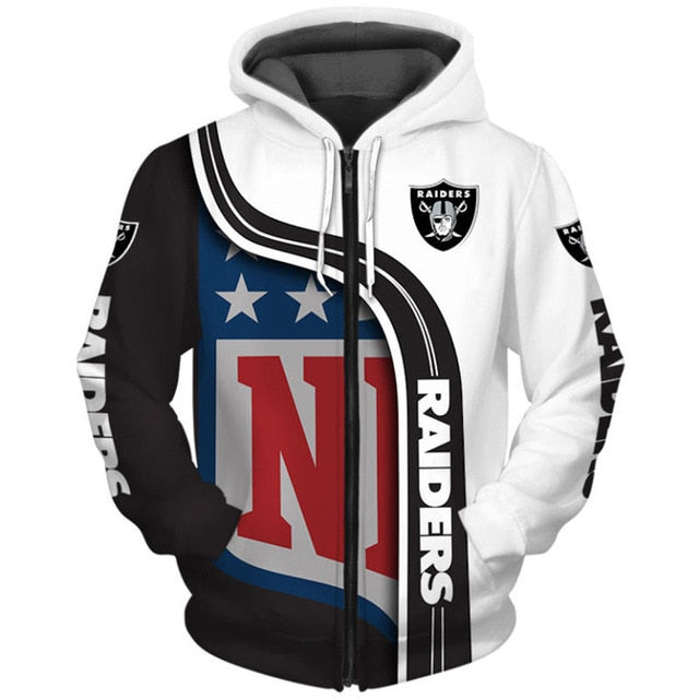 Las Vegas Raiders Curved Stripes 3D Zipper Hoodie