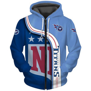 Tennessee Titans Curved Stripes 3D Zipper Hoodie