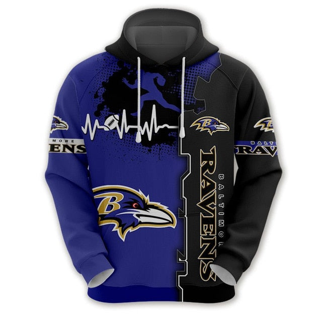 Baltimore Ravens Beating Curve 3D Hoodie