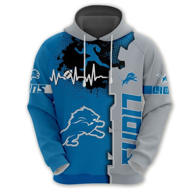 Detroit Lions Beating Curve 3D Hoodie