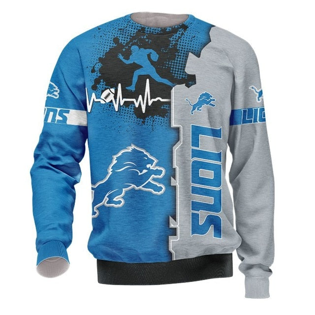 Detroit Lions Beating Curve 3D Pullover