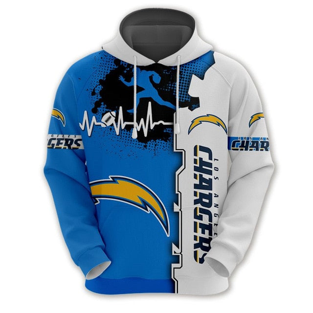 Los Angeles Chargers Beating Curve 3D Hoodie