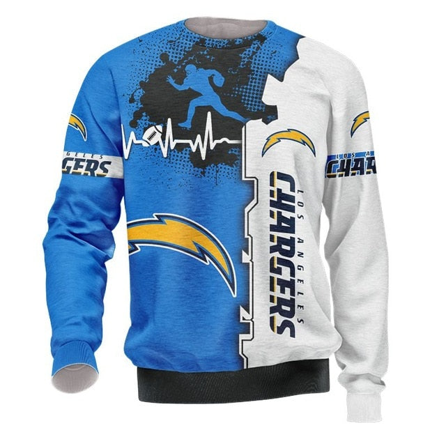 Los Angeles Chargers Beating Curve 3D Pullover