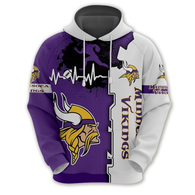 Minnesota Vikings Beating Curve 3D Hoodie